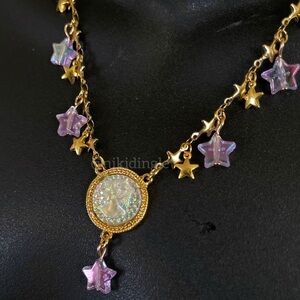 Handmade Whimsical Charm Necklace Fairy Star Choker Fantasy Custom Gold Cameo